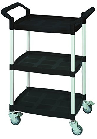 T-EQUIP Kunststoffwagen SKMW-430-S, 3 Etagen, LxBxH: 65,5 x 37 x 90 cm, Tragfähigkeit: 100 kg, Transportwagen, Schiebewagen, Handwagen, Etagenwagen, Trolley, Schwarz