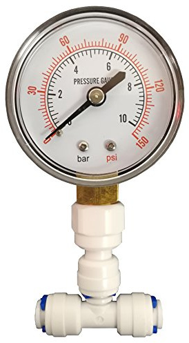 Finerfilters Manometer für Wasser-RO & Heimische Umkehrosmoseanlagen mit 0,6 cm-Anschluss