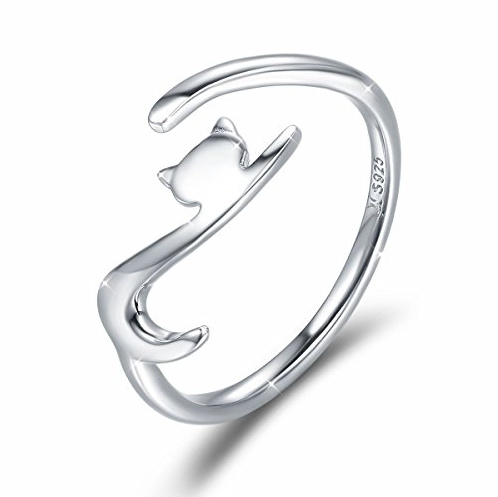 Verstellbare Ring Katze Silber Einfache Knuckel Ringe Modeschmuck Geschenke für Damen Mädchen Geschenk