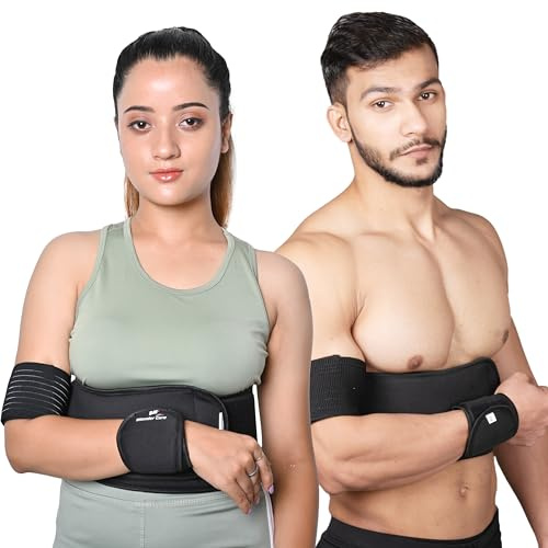 Wonder Care-Left Right Shoulder Immobilizer Arm Sling Elastic Brace for Clavicle Collar Bone Dislocation Subluxation Shoulder stabilizer Compression Brace After Rotator Cuff Surgery - Black-Size 6