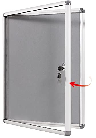 Swansea Vitrina tablón de anuncios con cerradura de tela con marco de aluminio 36 x 49cm (2 x A4)