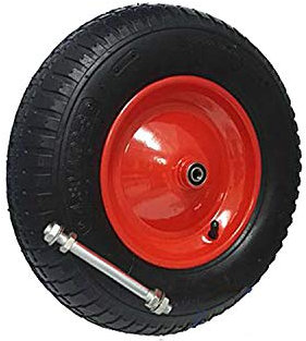 Schubkarrenrad mit Achse 4.80/400-8 Rad Reifen Luftrad Ersatzrad Gartenkarre Felge Luftbereift (4 Gewebeeinlagen (4PR) - 400x4LL/12)
