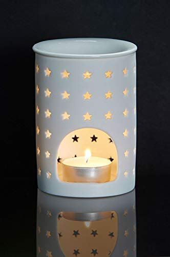 Lampada profumata in ceramica per lumini in bianco 12 cm | Lampada aromatica per olio aromatico | portacandela antivento per lumini interni ed esterni | casa rustica bianca come decorazione