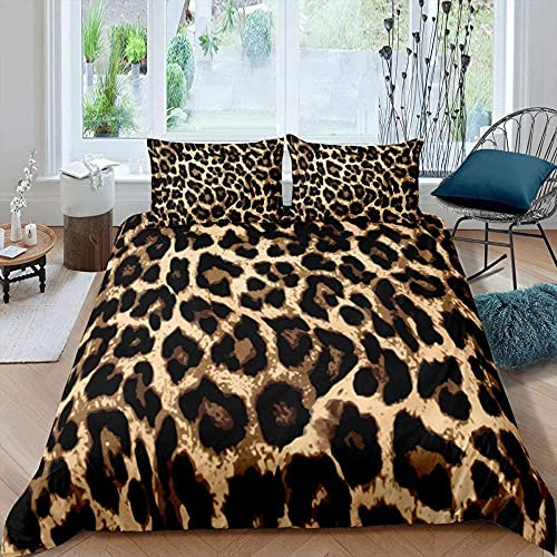 Meimall Juego De Ropa De Cama De 3 Piezas Negro Leopardo Creatividad Arte 280X240 Cm Funda Nórdica Grande 3 Piezas Moderno Reversible Impreso Microfibra Edredón Ropa De Cama Conjunto Cierre De Cremall