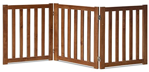 LZRS Freistehendes Haustiergitter aus Eichenholz, Holzgitter für Türen, Hundegitter für das Haus, Hundegitter für Treppen, freistehend, Innen- und Außenbereich, Sicherheitszaun, 61 cm, Eiche