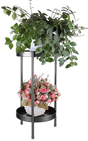 Soporte Para Macetas De 2 Niveles, Soporte Para Macetas Para Plantas De 50/60 Cm, Soporte Para Flores Para Interiores En La Sala De Estar, Soporte Para Plantas De Suelo De Hierro Forjado De Metal-60CM