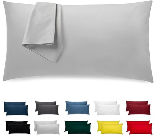 Kissenbezug 50x75 Baumwolle Premium Jersey 2er Set Kissenhülle Deko für Kissen Bett/Sofa Stoff Superweicher Resistent Hypoallergen Anti-Milben Kopfkissenbezug mit Verdecktem Zip Voll Waschbar