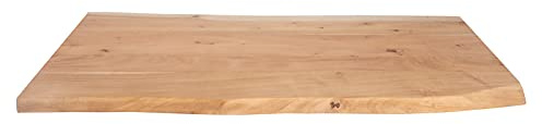 SAM Tischplatte 100x60 cm Tom, Holzplatte aus Akazienholz massiv + naturfarben + lackiert, stilvolle Baumkanten-Platte, pflegeleichtes Unikat