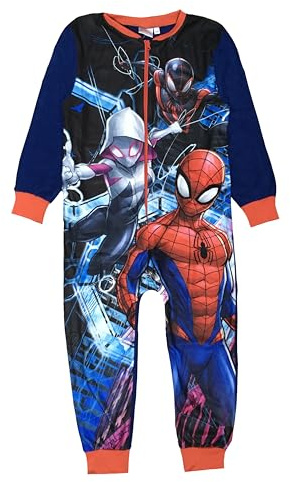 Marvel Spiderman Ultimate Kinder Jungen Fleece All-in-One Schlafanzug Avengers Schlafanzug Onezee, multi, 9-10 Years