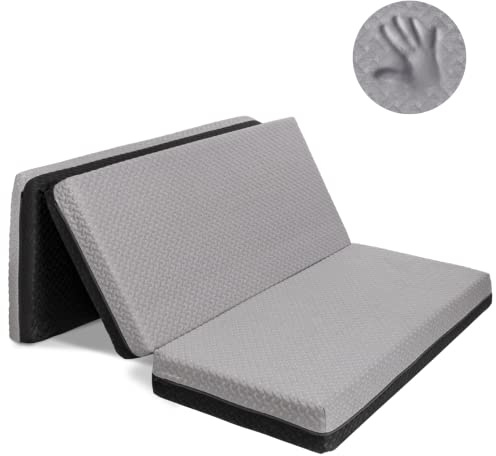 Milliard Dual Sided Premium Tri Folding Mattress, Memory Foam Foldable Mattress with Waterproof Washable Cover, Queen (78x 58x 6) + Bonus Eye Mask Included