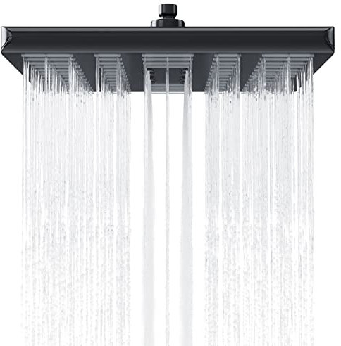 WELLGRO Regendusche Farbwahl ABS-Kunststoff quadratisch Regenduschkopf Duschbrause, Farbe:Schwarz