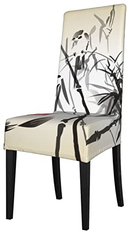 Cubierta protectora para respaldo de silla de comedor, diseño de pájaros y hojas de bambú, suave, cómoda
