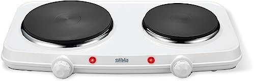 DK 2018 Double plaque de cuisson 1500 + 750 W, plaque de cuisson 18 + 15 cm, vernis résistant à la chaleur, pour cuisine, bureau ou camping