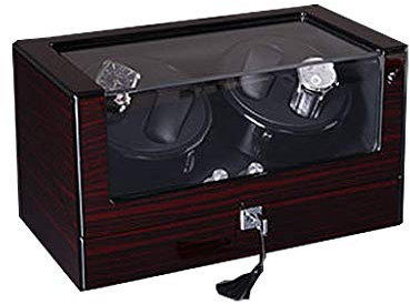 SilteD Aufbewahrungsbox für LED-Uhrenbeweger mit 2+3 Fächern, geräuschlosem Motor, Funktion zum Öffnen/Schließen des Deckels und Tastensperre zum automatischen Aufziehen der Uhr Present