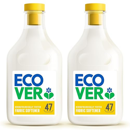 Ecover Fabric Softener, Fabric Conditioner to Soften Your Clothes, Fresh Gardenia & Vanilla Scent, 2 x 47 Washes, 2 x 1.43L