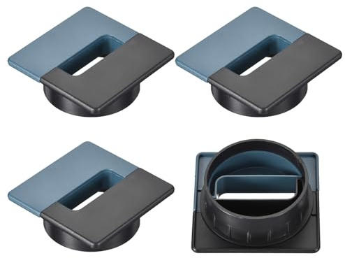 sourcing map 4Pcs Cable Hole Cover, 2-3/8(60mm) ABS Square Desk Wire Cord Cable Grommets Hole Cover for Office PC Desk Cable Cord Organizer, Black Blue