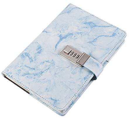 Notizbuch mit Metall-Passwortsperre, PU-, wojonifuiliy01 (Light blue, One Size)