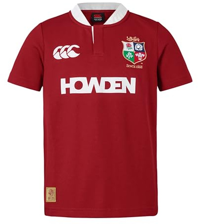 British & Irish Lions Unisex Kids Canterbury 2025 Junior Short Sleeve Classic Rugby Jersey, Red Dahlia, 12 Years