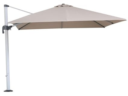 OUTLIV. Ampelschirm Deluxe Roma, Aluminiumgestell, Polyesterbezug, Pulverbeschichtet, Mit Kurbel und Windauslass, 300x300cm Silber/Beige