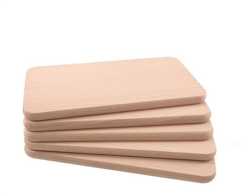 Frühstücksbrettchen 5er Set Holz | Buche Natur unbehandelt | Brotzeitbrett für Küche, Küchenutensilien | Schneidebrett | Holzbrettchen | beidseitig verwendbar | 22,5 x 12,5 x 1,2 cm Pohmer Design