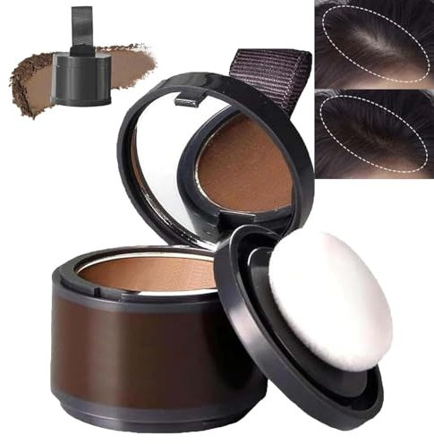 Daffezon Mittelbraunes Haarwurzel-Farbauffrischungspulver, Haarwurzel-Concealer-Haarfarbe, Haaransatz-Schattenpulver, Instant-Haar-Concealer-Puder