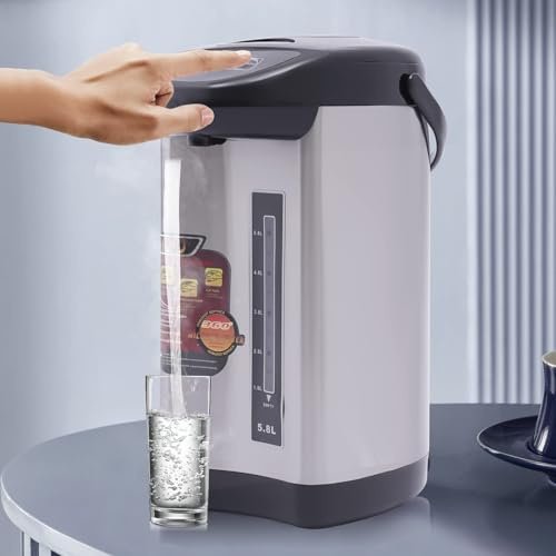 750W Heißwasserspender Edelstahl, Thermoskanne 4L Wasserkocher Electric Heißwasserspender Schwarz Wasserspender für Haus, Büro