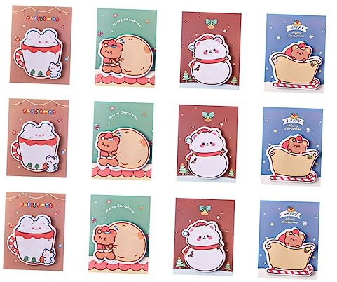 SEWACC Stickerblock für Weihnachten 12 Stück Weihnachtsaufkleber Notizen Party Memo Weihnachtsthema
