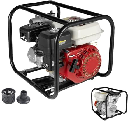 Levkitch 6.5hp Wasserpumpe mit 36m³/h und 28m Förderhöhe 2 Zoll Anschluss 4-Takt-Motor und 7m Ansaughöhe Gartenpumpe Schmutzwasserpumpe Benzin Pumpe