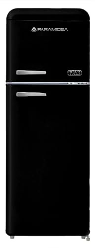PYRAMIDEA Réfrigérateur Vintage Coloré Noir Satiné Double Porte Ventilé 240 L Bruts (206 L Nets) MAMBO2402B