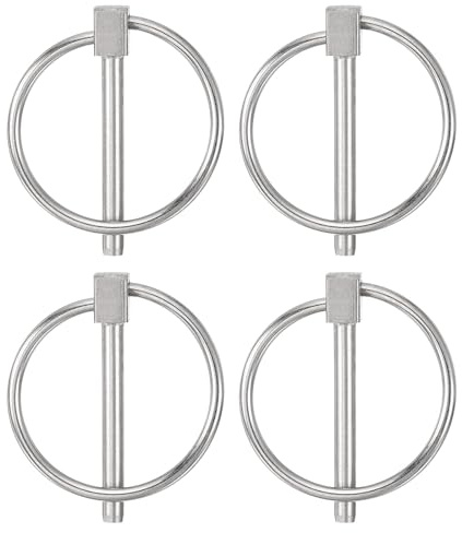 sourcing map 4Pcs 0.16 x 1.38 Tractor Pins 304 Stainless Steel Linch Pin Assortment Kit with Ring for Trailers, Farm Tractors, Trucks, Lawn Mowers, Silver