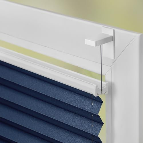 Lichtblick Plissee Klebfix, ohne Bohren, verspannt, Verdunkelung - Blau 30 cm x 130 cm (B x L)