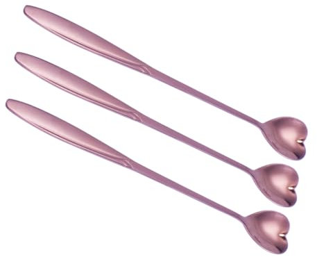 Cabilock 3stücke Edelstahllöffel Mit Langem Griff Kreativ Geformte Köpfe Rührlöffel Für Kaffee Cocktails Und Desserts Herzform Roségold Geschmacksneutral Korrosionsbeständig Und Hitzebestän