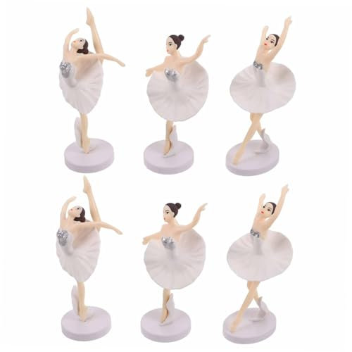 ibasenice 2sätze Ballerina-Figur in Tanzpose Weiß Mit Tutu Detailreiche Ballettmädchen-Statue Zweites Als Dekoration Für Puppenhaus Oder Zimmer