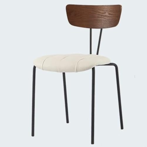 MFaux Chaise de salle à manger en cuir avec dossier solide pour cuisine, café, bureau et maison, chaise d'appoint sans accoudoirs et rembourrée pour salle à manger et restaurant, finition noyer