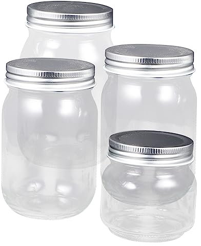 SHOWERORO 4pcs Glass Honey Jar Storage Container Sealed Mason Jars for Kitchen Easy to Carry