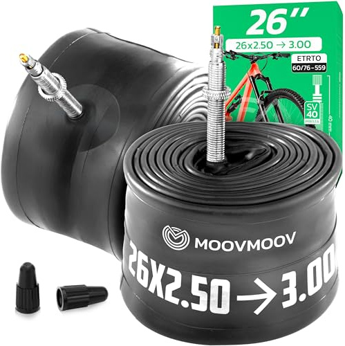 MOOVMOOV Cykelslang 26 Tum (Presta-ventil) - Passar Däck 26x2.50, 26x2.60, 26x2.75, 26x2.80, 26x3.0 (ETRTO 60-559 till 76-559) - 2-pack - För MTB, Elcykel och Mer
