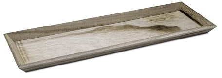 Holz Deko Tablett rechteckig klein - 49 x 16 cm - Kerzentablett Natur mit schrägem Rand - Tisch Deko Servier Kerzen Brett Weihnachten