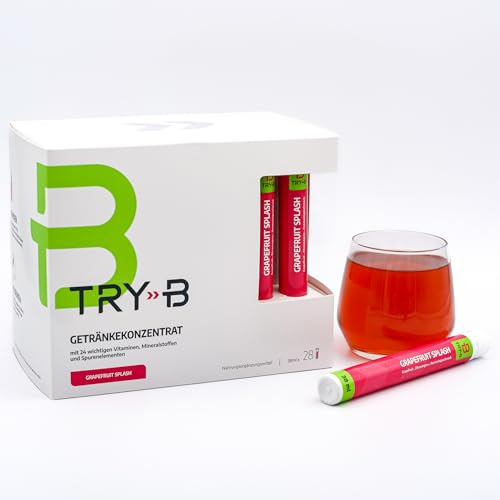 TRY-B Abnehmshake mit Glycerol, Vitaminen & Mineralstoffen – Diät Shake für 7 Tage – Abnehmen Shake 28 Tubes für einfache Diät Kur – Low Calorie Fastendrink ohne Hungergefühl – Grapefruit Splash
