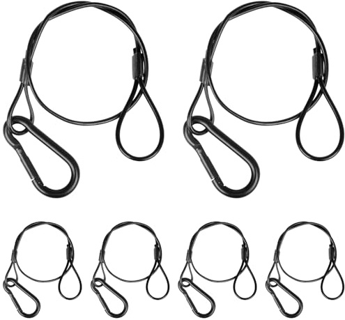 jindaaudio Belysning Säkerhetskabel med slingor (6-pack), 25kg belastning Scenljus säkerhetskabel svart säkerhetskedja för att hänga på traverser (Diameter 2mm/0.08in, Längd 30cm/11.82in)