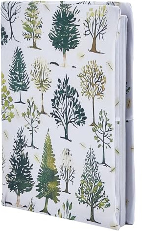 NICENEEDED Tree Forest Stretchable Book Cover, Washable Reusable Jumbo Elastic Cloth Book Sleeve, Adjustable Textbook Protectors for Hardcover Book Lovers