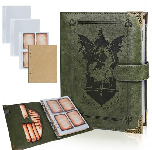 Zauberspruch-Kartenhalter für DnD/RPG, Taschen-Zauberbuch und Referenzkartenhalter, Foliant of Recollection TTRPG, Gaming-Zubehör für DnD-Anfänger und -Master, mit 40 Spielerkarten im Pokerformat