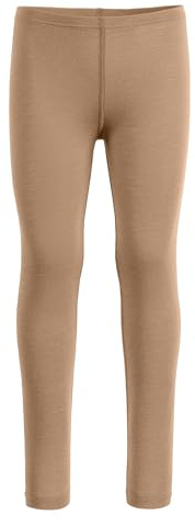 menique 100 % merinoull barn baslager byxor – pojkar och flickor termiska leggings, snabbtorkande tights, skinn för fotboll, löpning, utomhussport, vandring, sovkläder, BEIgE, 134/140 cm