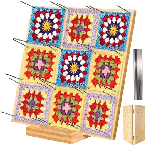 Exquilnova 13 Inches Crochet Blocking Board with 4 Inches 20 Pins,Granny Square Blocking Board for Crochet Knitting Projects,Blocking Board Crochet Kits Accessories for Beginners Adults