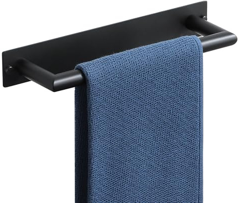 Mooche Porte Serviette sans Percage, Longueur 30 CM, Porte Serviette Salle de Bain sans Percage en Acier lnoxydable SUS304, Noir