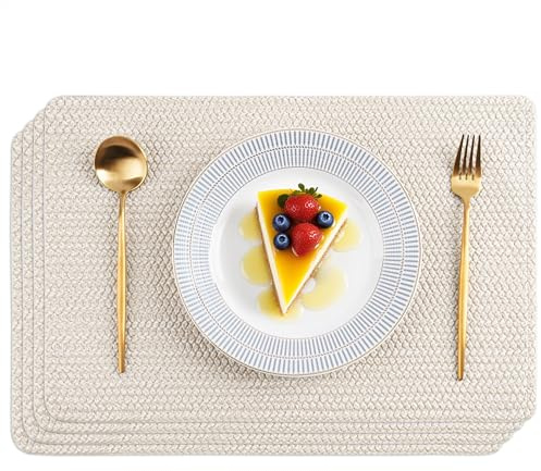 POLYTE Tischsets für drinnen und draußen, waschbar, gewebtes Vinyl, 4er-Set