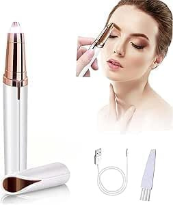 Ricaricabile rasoio per viso e sopracciglia donna per Sopracciglia Donna Indolore per naso, orecchie, Sopracciglia e Viso per Donna e Uomo Rifinitore Precisione,Bianco