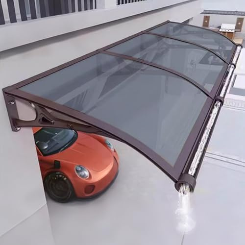 Rain Canopy Awning Front Door Canopy for Outdoor Window Porch Shade Patio Roof Cover UV Protection Door Awnings Exterior with Aluminum Bracket Polycarbonate Board(Dark gray,60x170cm)
