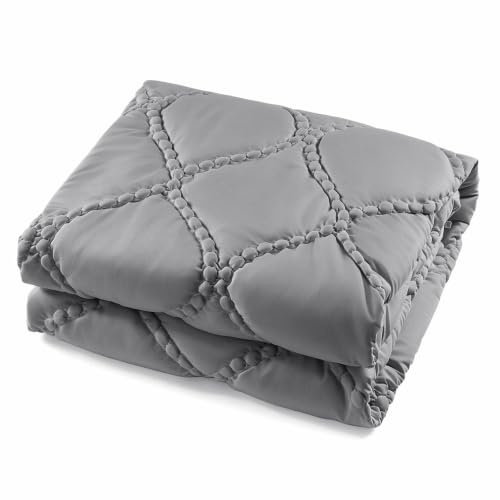 Elegear leichte Sommerdecke 135x200 cm, Bettdecke und Bettbezug in einem | mit Kissenbezüge 80x80 cm, handbestickte dünne Sommerbettdecke, Oeko-Tex Waschbare Duvet, Grau