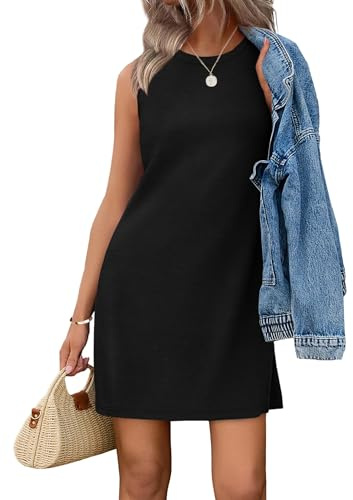 WIHOLL Dresses for Women 2026 Casual Summer Sundresses Spring Fall Italian Tank Holiday Dress Fashion Vacation Outfits Black M