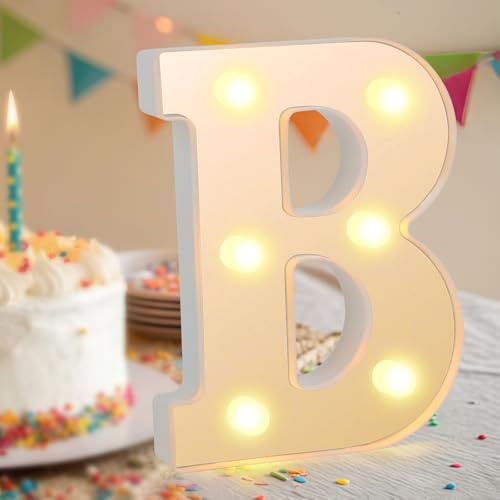 Light Up Letters, LED Alphabet Lights, Warm White Alphabet Sign, Letter Lights for Valentine's Day, Valentine Gifts for Tween Girls Women Party Birthday Decorations Night Light (Letter-B)